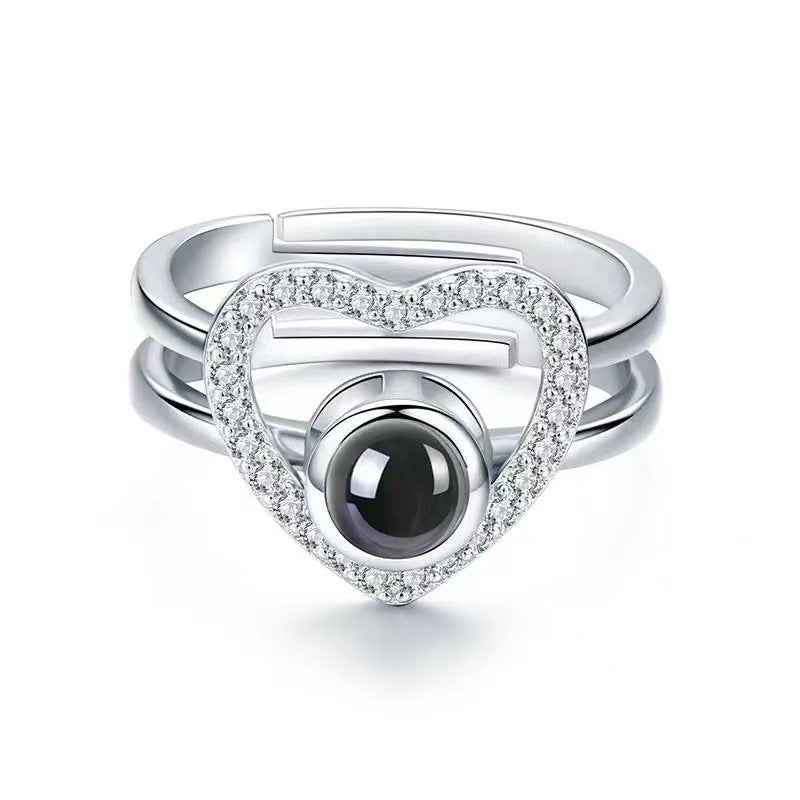 Silver Custom Heart Projection Photo Ring