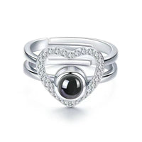 Silver Custom Heart Projection Photo Ring