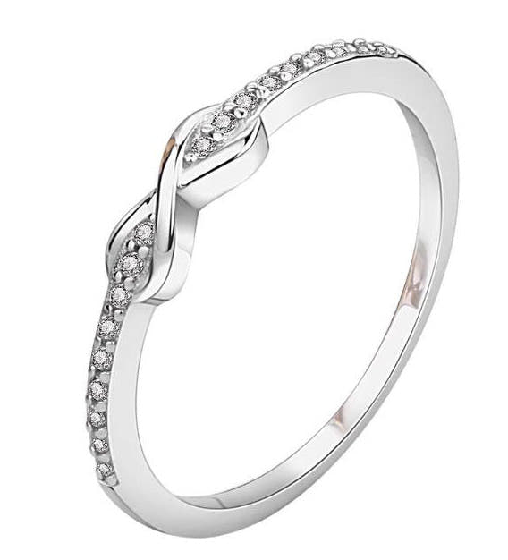 Silver Platinum Zircon Ring