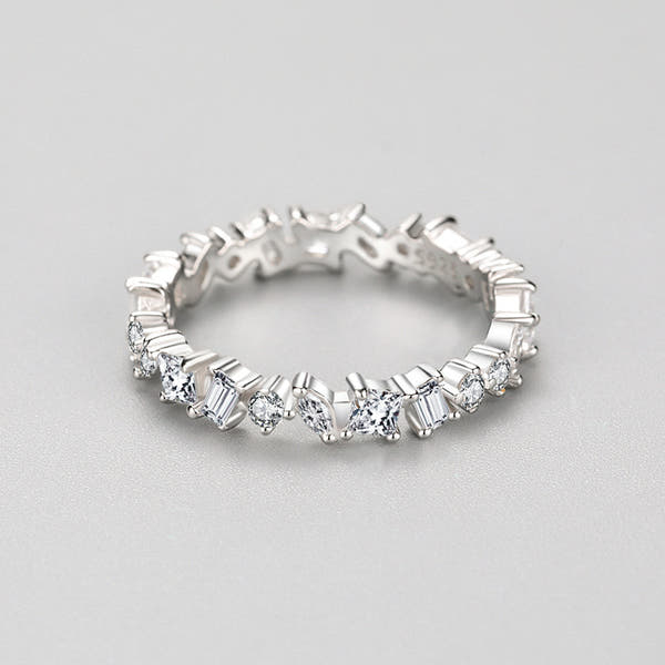 Silver Irregular Diamond Ring