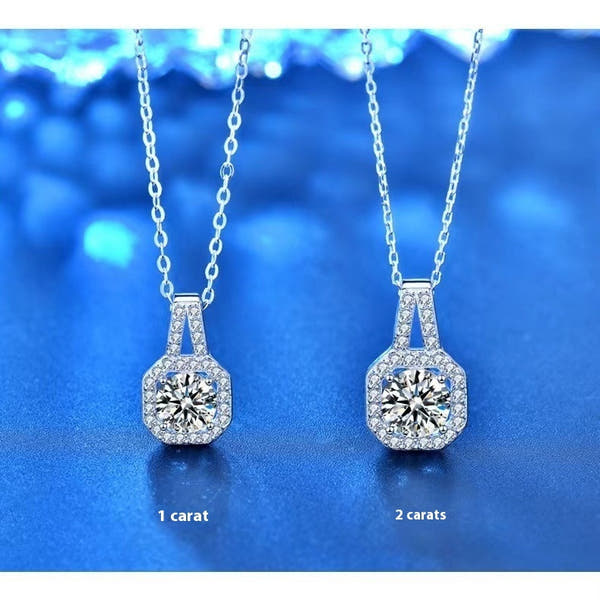 Moissanite Silver Necklace For Women All-match Niche High Sense