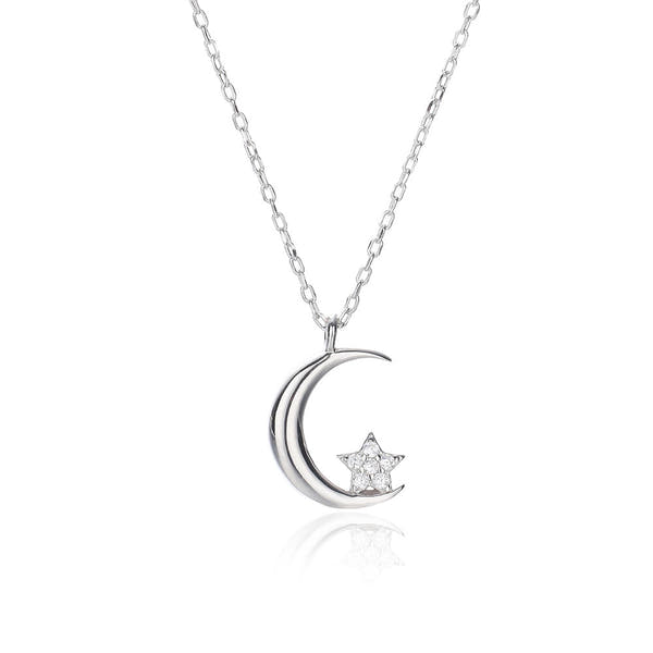 Silver Moon Star Necklace