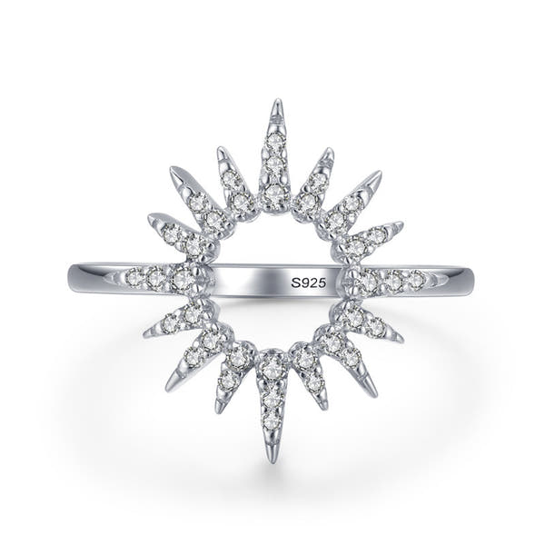 Silver Diamond Sunflower Ring