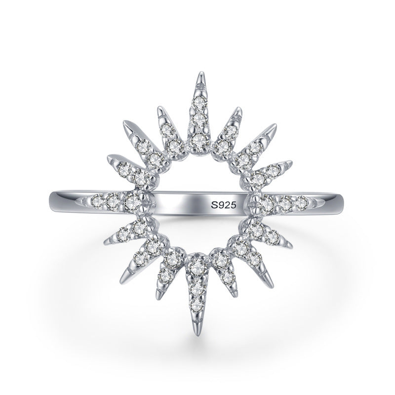 Silver Diamond Sunflower Ring