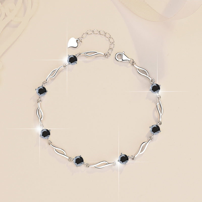 Colorful Moissanite  Silver Bracelet