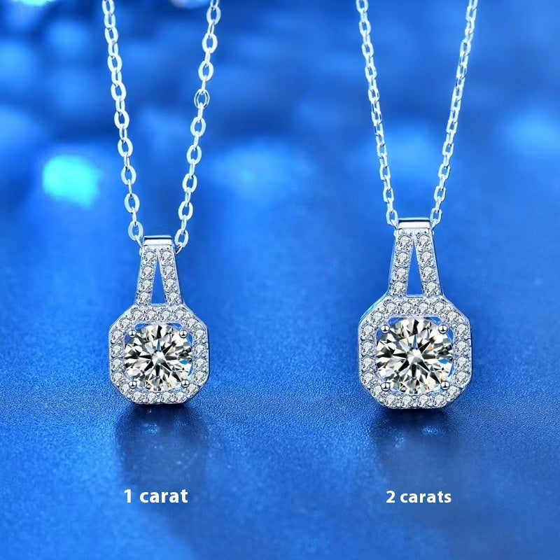 Moissanite Silver Necklace For Women All-match Niche High Sense