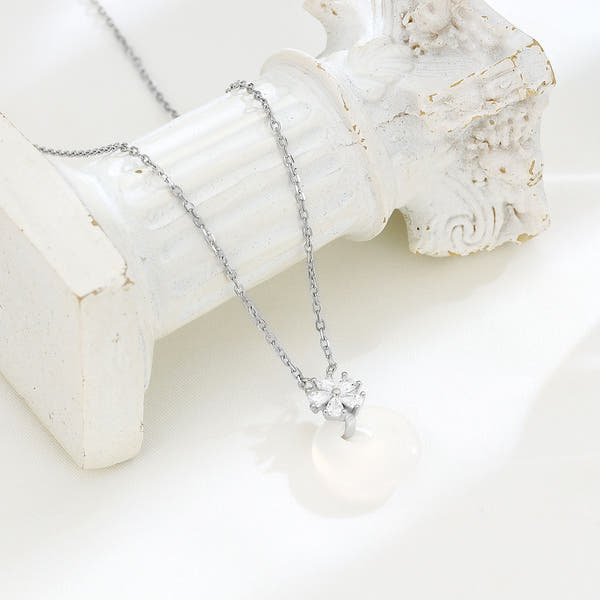 Silver Chalcedony Peace Buckle Necklace