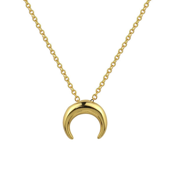 silver diamond moon necklace