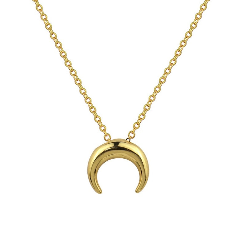 silver diamond moon necklace