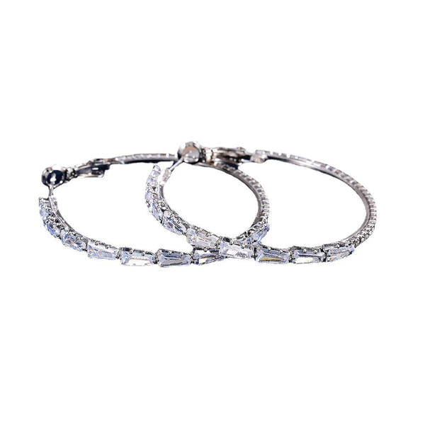 Simple Gold Ladies Zircon Earrings European And American Big Earrings null