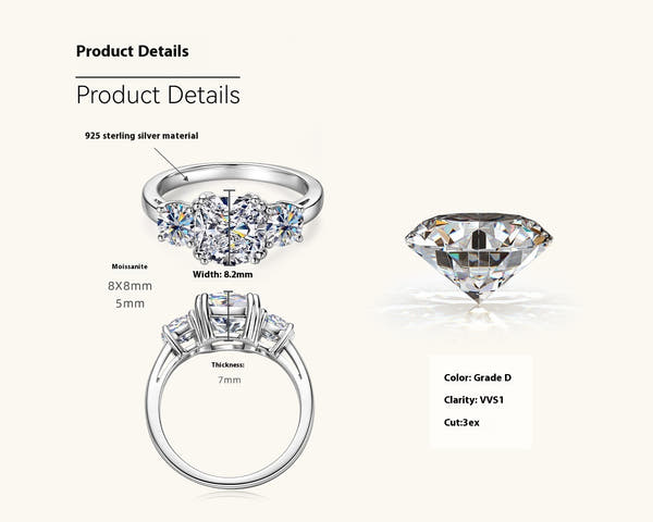 Moissanite Ring   Silver