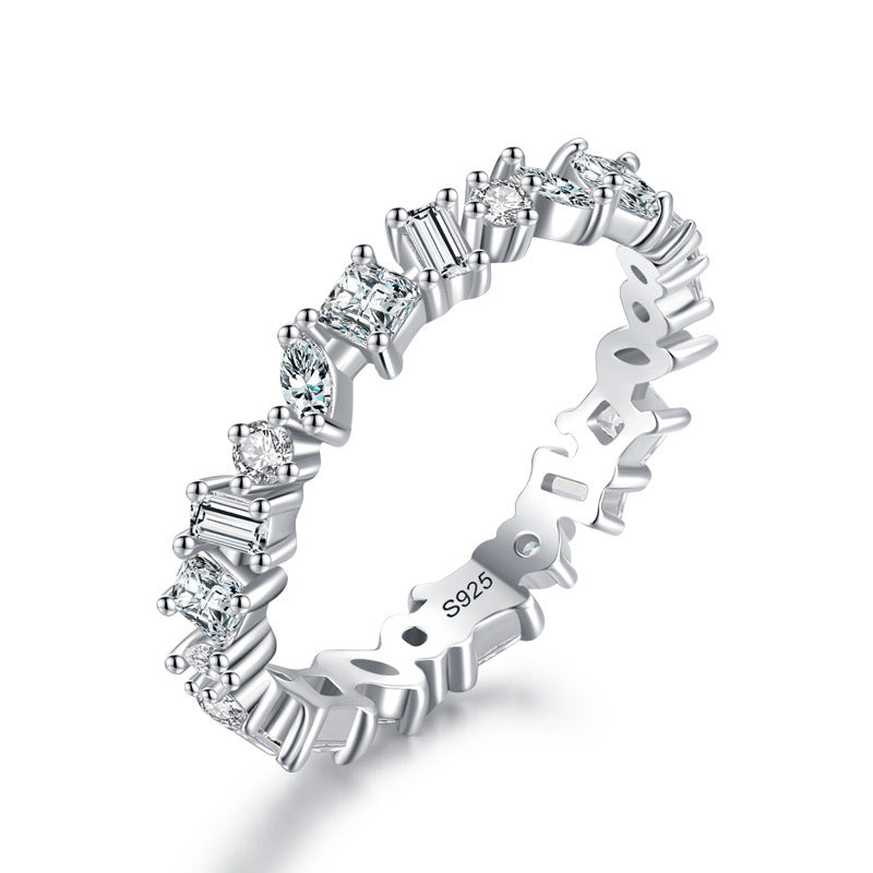 Silver Irregular Diamond Ring