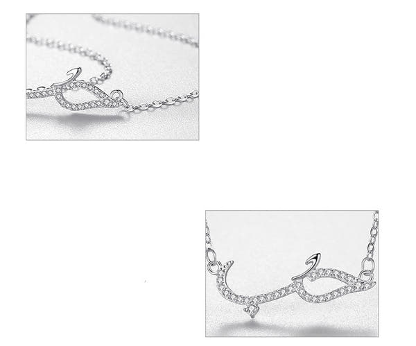 Silver Full Diamond Pendant Necklace،Love Phrase in Arabic