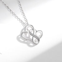Silver Lettering Double Heart Necklace
