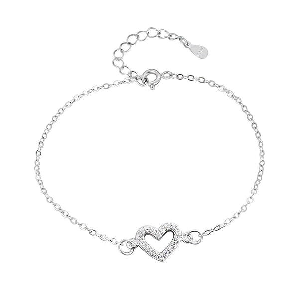 Silver Diamond Love Anklet