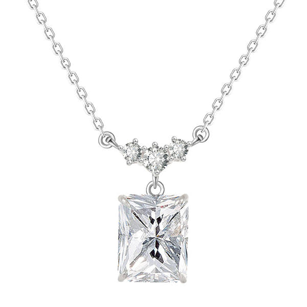 Silver Light Luxury Square Diamond Necklace