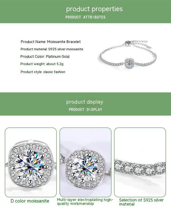 Silver Inlaid Diamond Bracelet