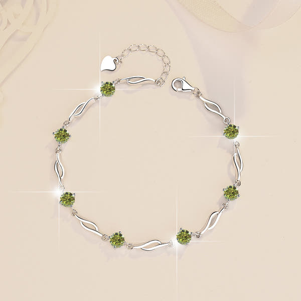 Colorful Moissanite  Silver Bracelet