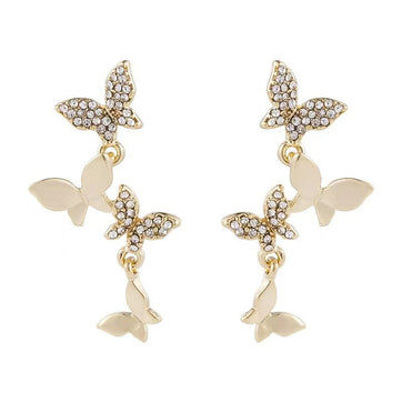 New Women's Temperament Four Butterfly Copper Earrings null