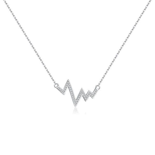 Silver Wave Heartbeat Necklace
