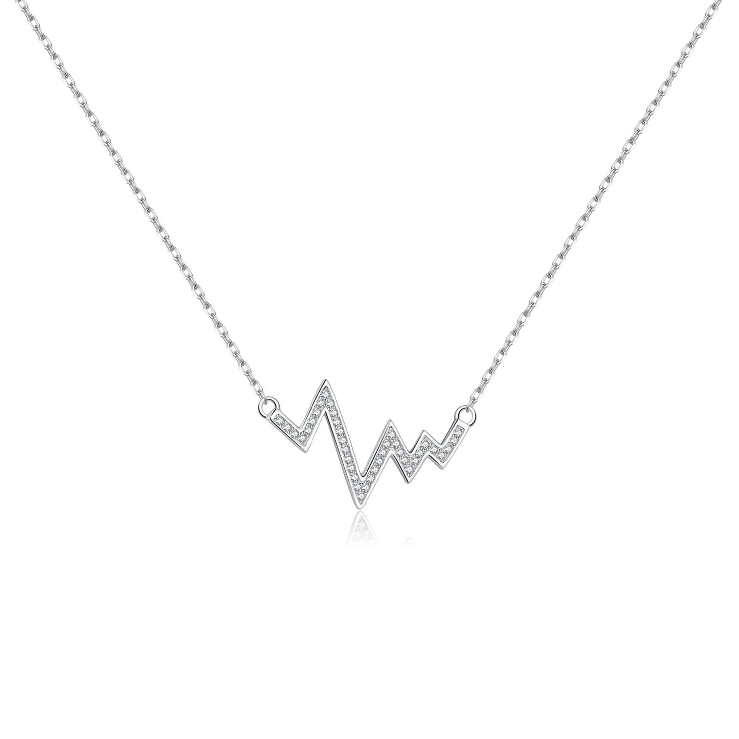 Silver Wave Heartbeat Necklace