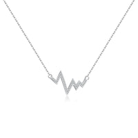 Silver Wave Heartbeat Necklace