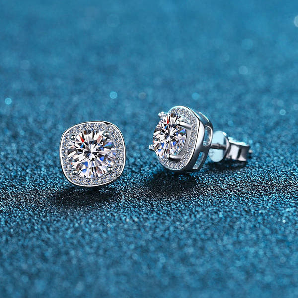 Silver Diamond Stud Earrings