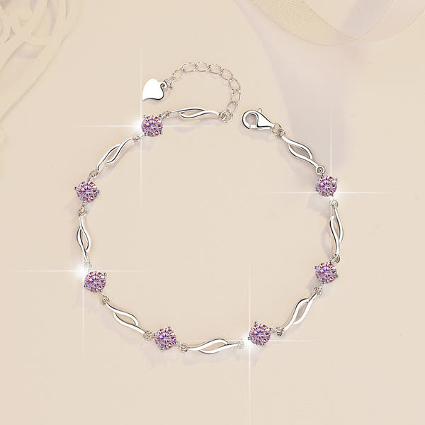 Colorful Moissanite  Silver Bracelet
