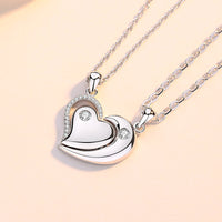 Silver Heart Love Couple Necklace