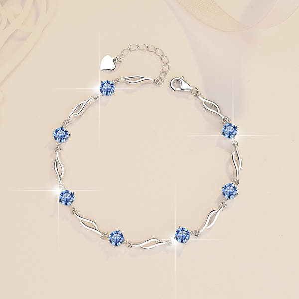 Colorful Moissanite  Silver Bracelet