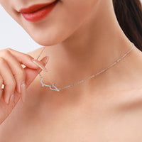 Silver Full Diamond Pendant Necklace،Love Phrase in Arabic