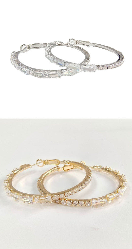 Simple Gold Ladies Zircon Earrings European And American Big Earrings null