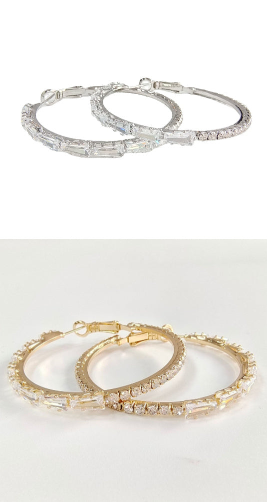 Simple Gold Ladies Zircon Earrings European And American Big Earrings null