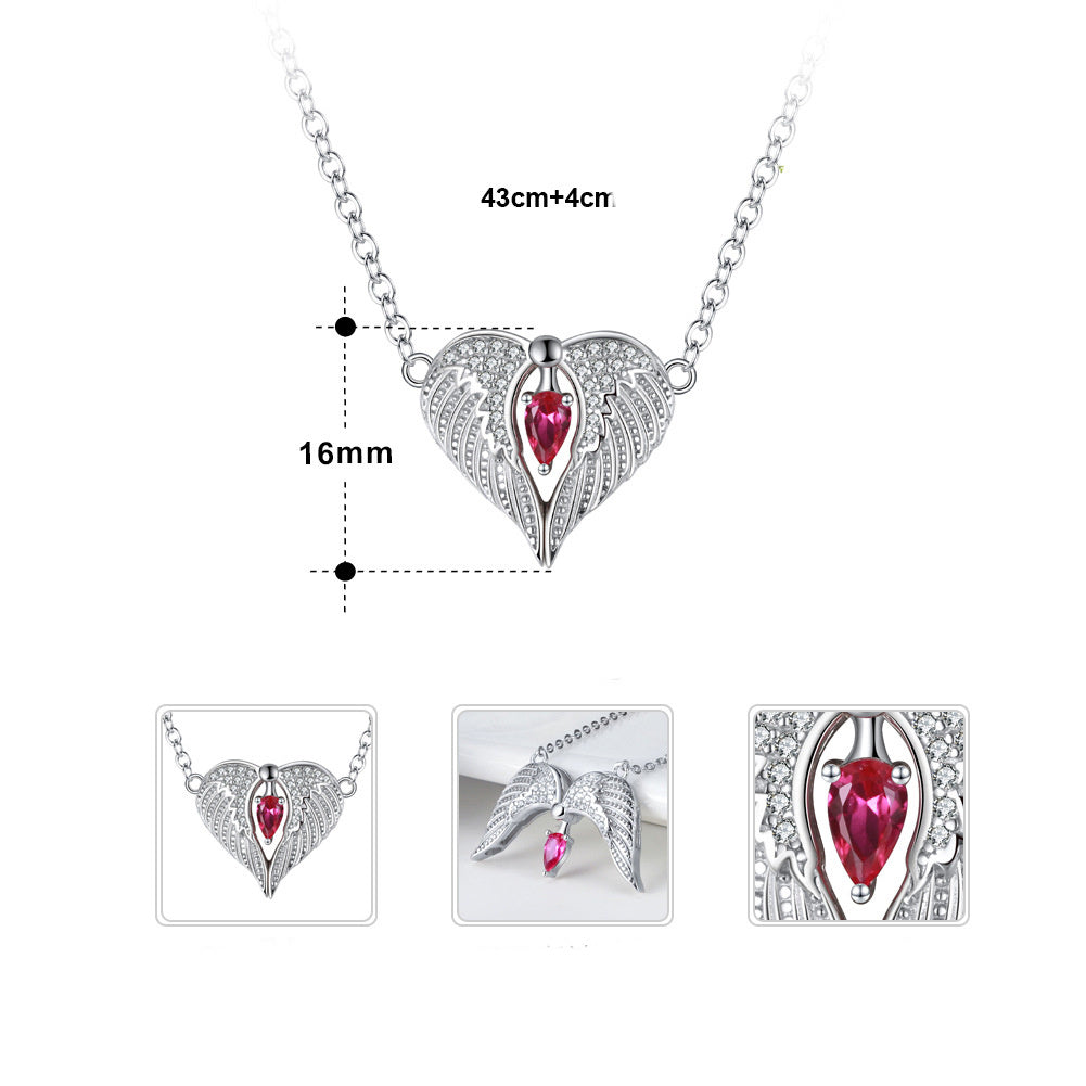 Silver Necklace Wings Zircon
