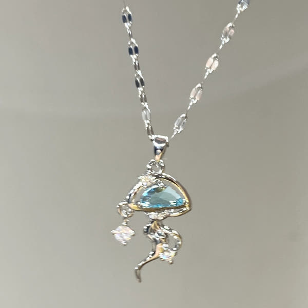 Silver Blue Jellyfish Necklace