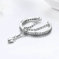 Silver Heart Ring Ladies Diamonds