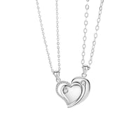Silver Heart Love Couple Necklace