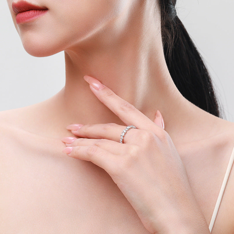 Silver Irregular Diamond Ring