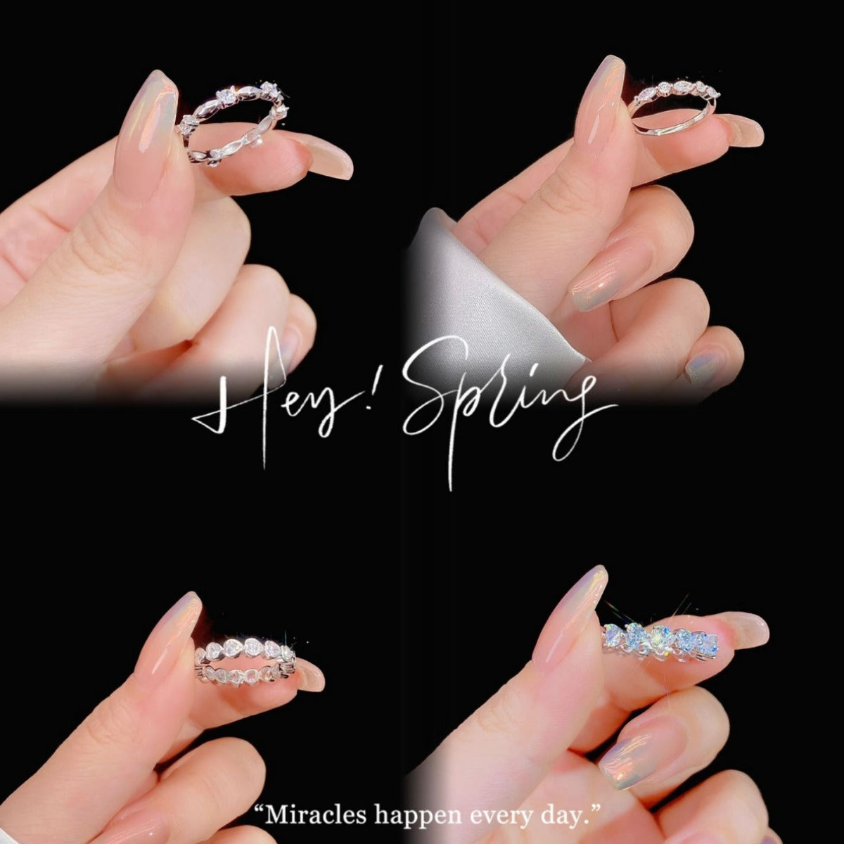 Silver Zircon Row Diamond Ring