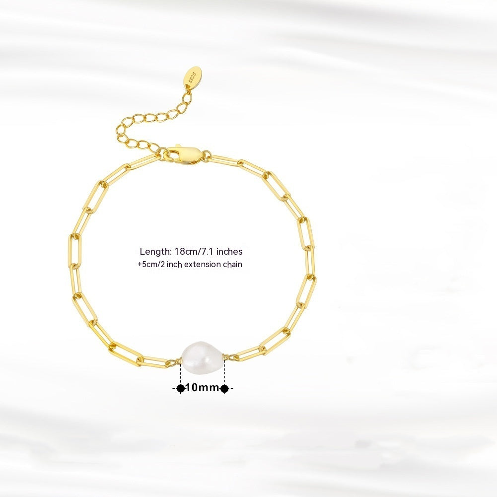 Silver Natural  Pearl Bracelet