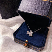 Silver Necklace Micro Diamond Clover