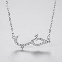 Silver Full Diamond Pendant Necklace،Love Phrase in Arabic