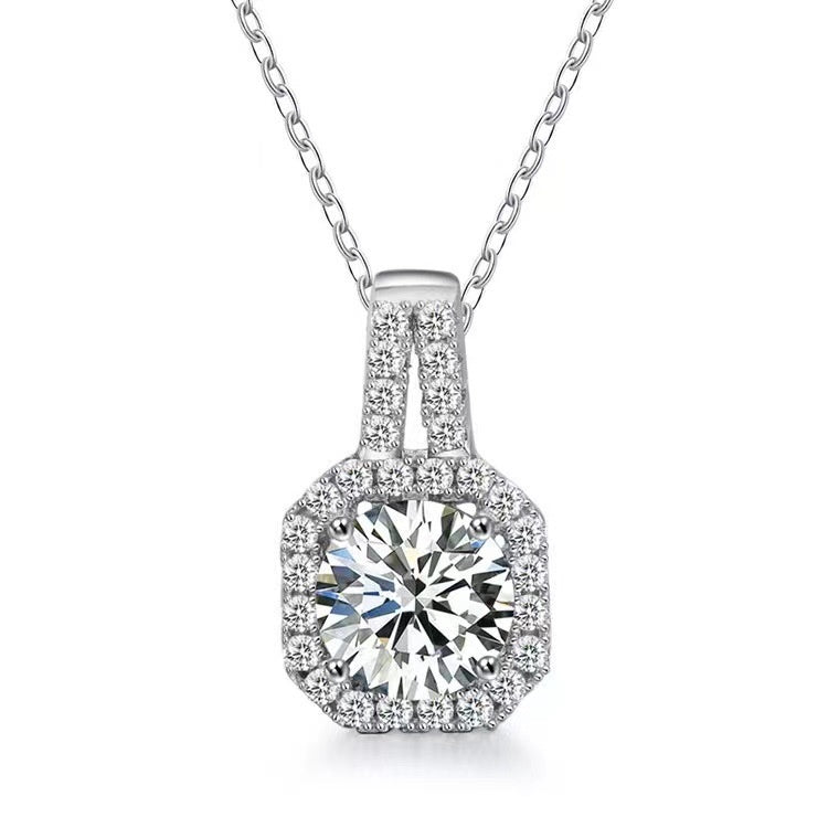 Moissanite Silver Necklace For Women All-match Niche High Sense