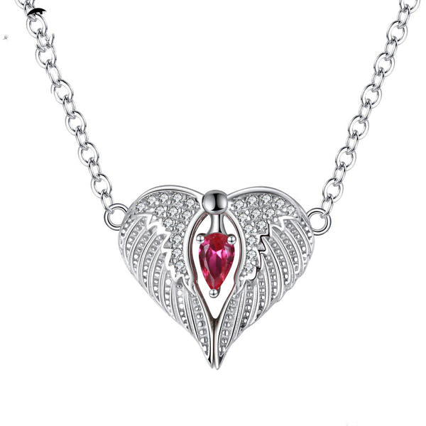 Silver Necklace Wings Zircon