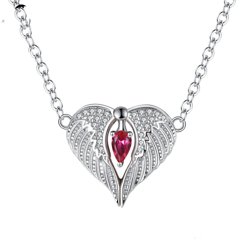 Silver Necklace Wings Zircon