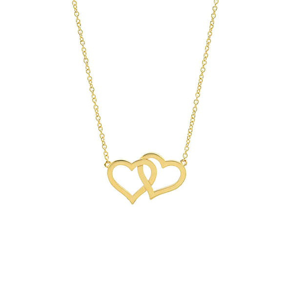 Silver Women's Doppel Herz Necklace