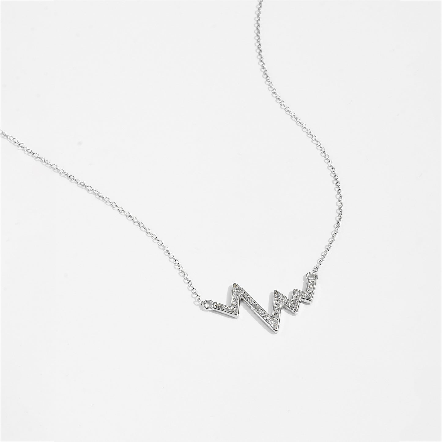 Silver Wave Heartbeat Necklace