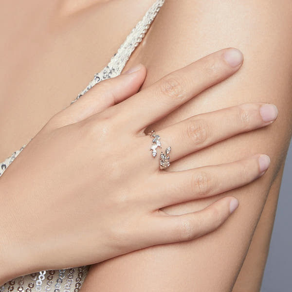 Shining Wheat Open Ring Silver