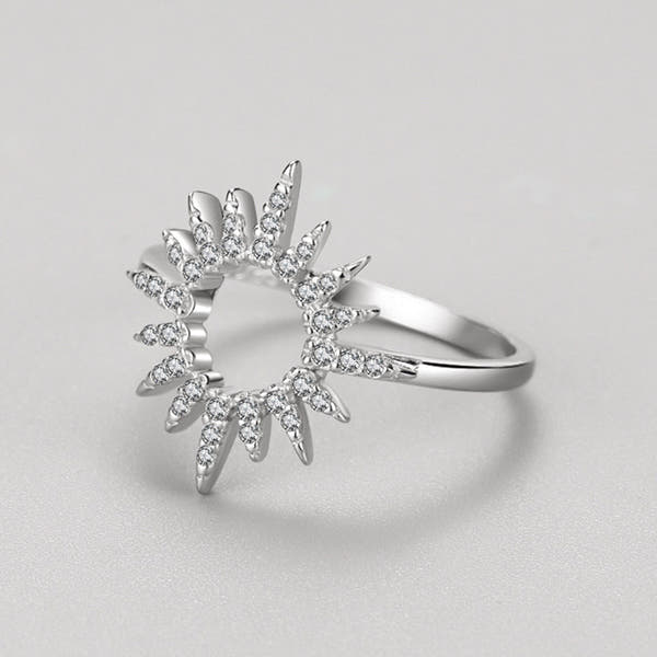 Silver Diamond Sunflower Ring