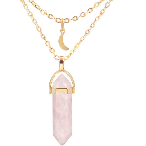 Creative Glass Hexagonal Column Neck Chain Multi Layer Stacked Love Necklace null